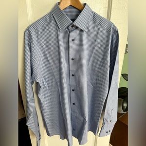 David Donahue Men’s Blue Plaid Dress Shirt